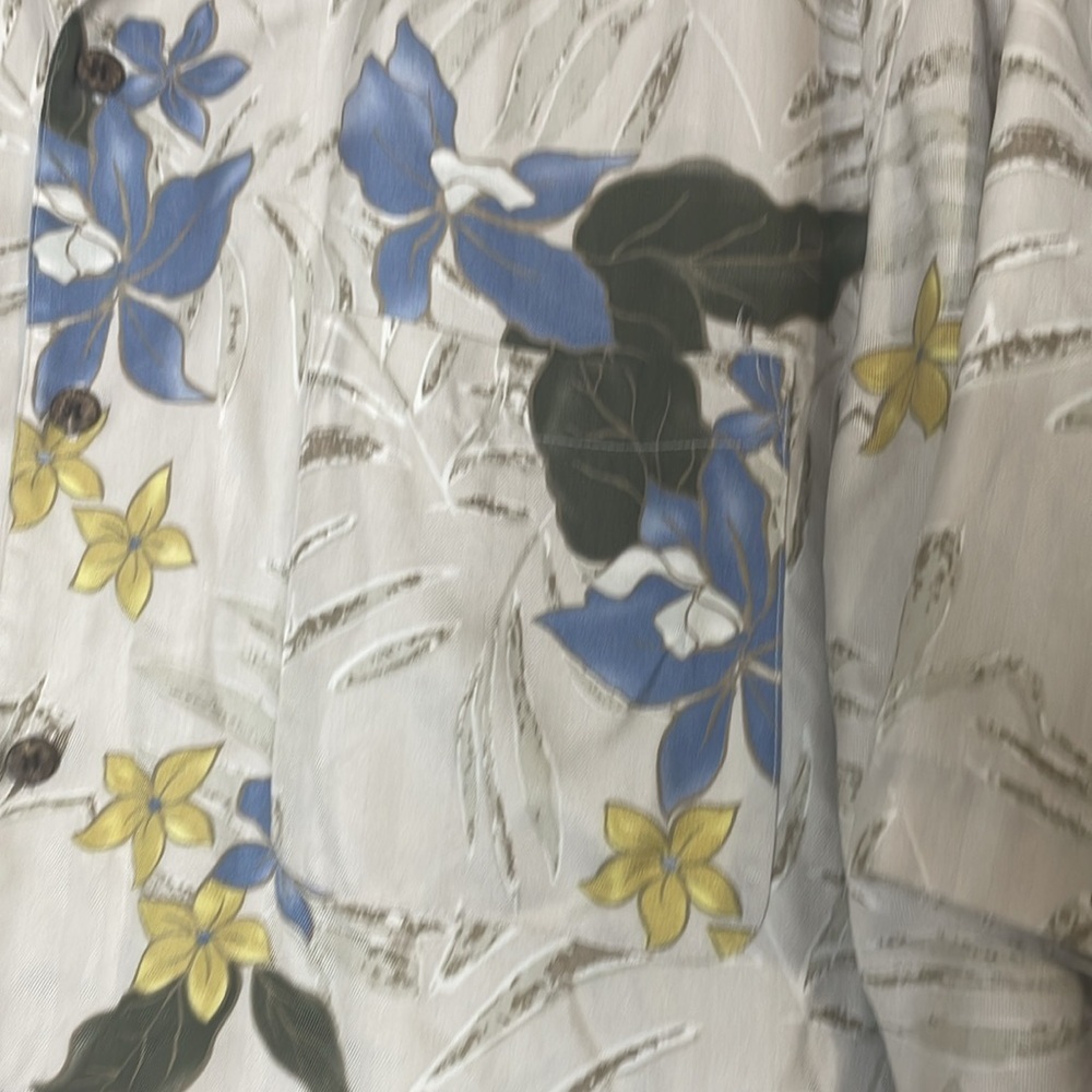 Jos A Bank Mens Shirt Large Blue Brown Button‎ Up Hawaiian Silk Vacation Floral - Picture 6 of 11